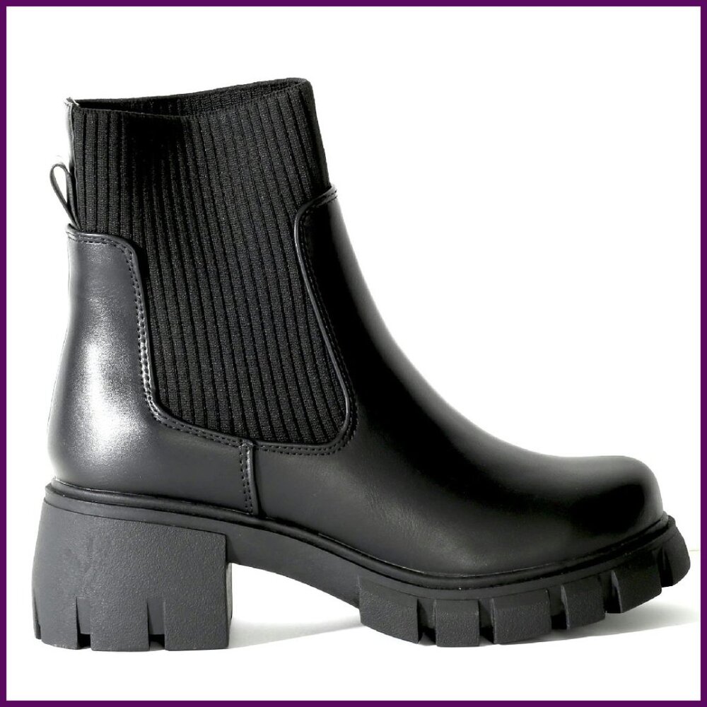 Platform Ankle Boots Elastic Chunky Block Heel Ch… - image 1